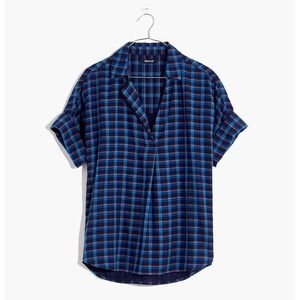 Women’s Madewell Double-Faced Park Popover Shirt in Plaid Size Medium